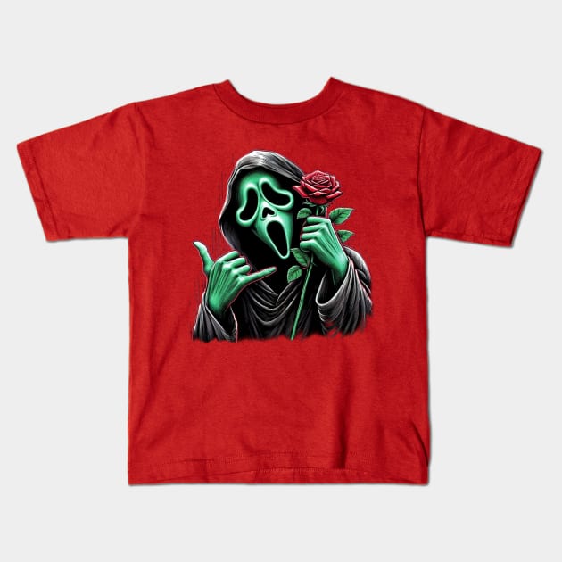 Ghostface Call Me valentines Scream Movie Kids T-Shirt by DarkWave